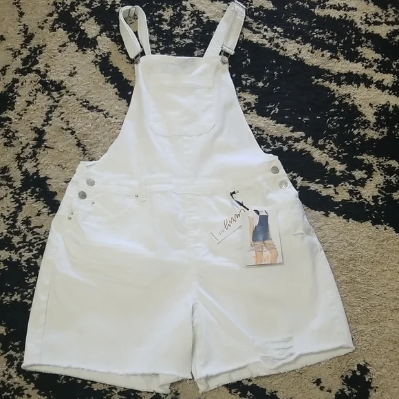 YMI Jean's Curvt Fit White Shortalls - Picture 1 of 8